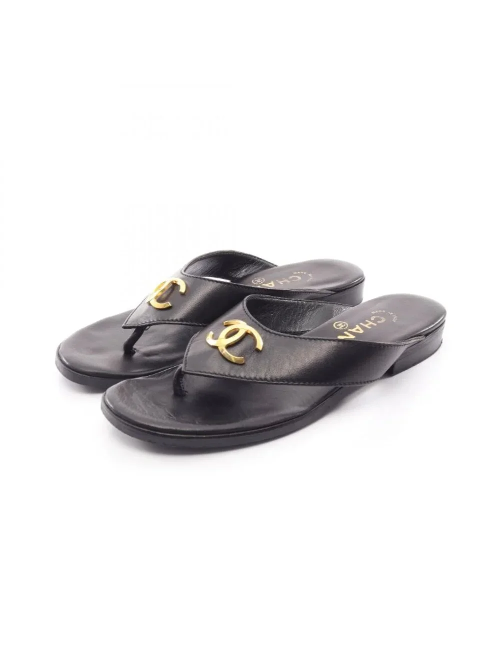 Chanel Sandals CC Logo Leather